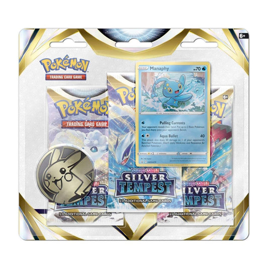 Sword & Shield-Silver Tempest 3 Booster Packs, Coin & Manaphy Promo Card